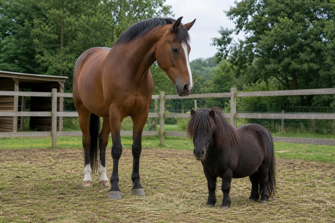 Chevaux et poneys Shetland : peuvent-ils vraiment cohabiter dans le même enclos ?